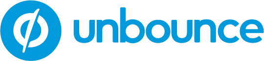 Unbounce logo featuring a stylized leaf icon and bold blue text.