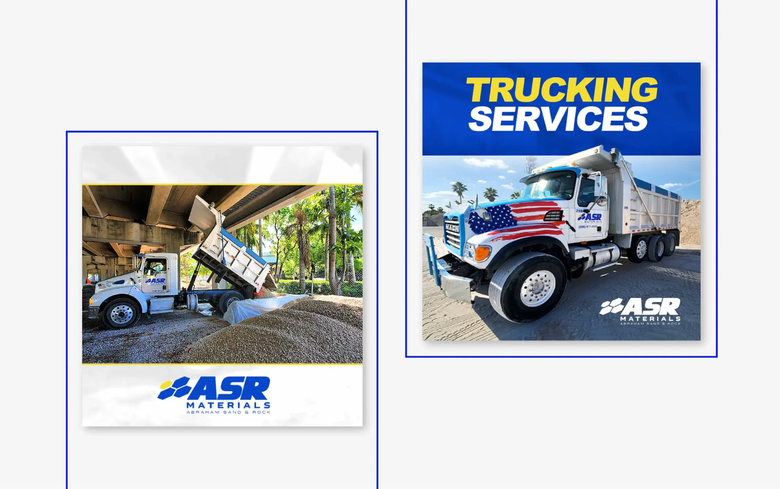 ASR truck delivering materials and showcasing trucking services.