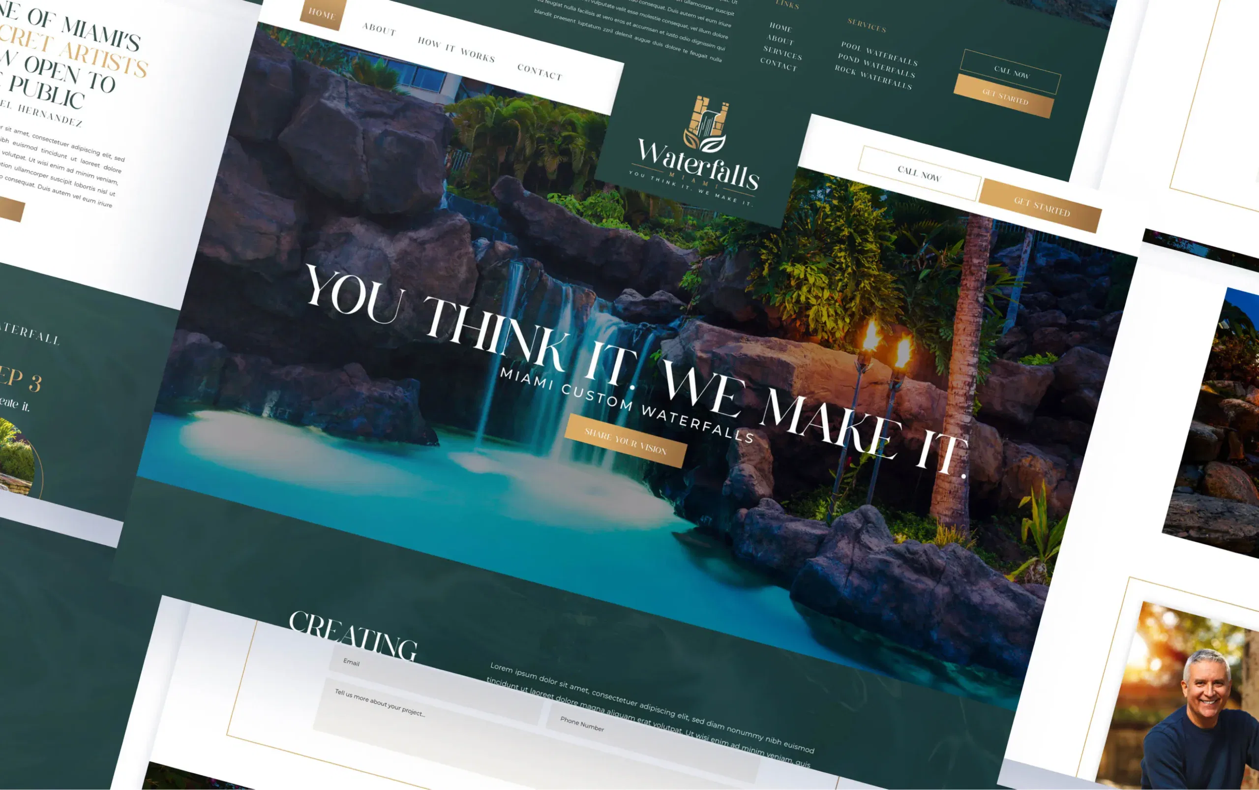 Website design showcasing a luxurious tropical resort with elegant fonts and natural elements.