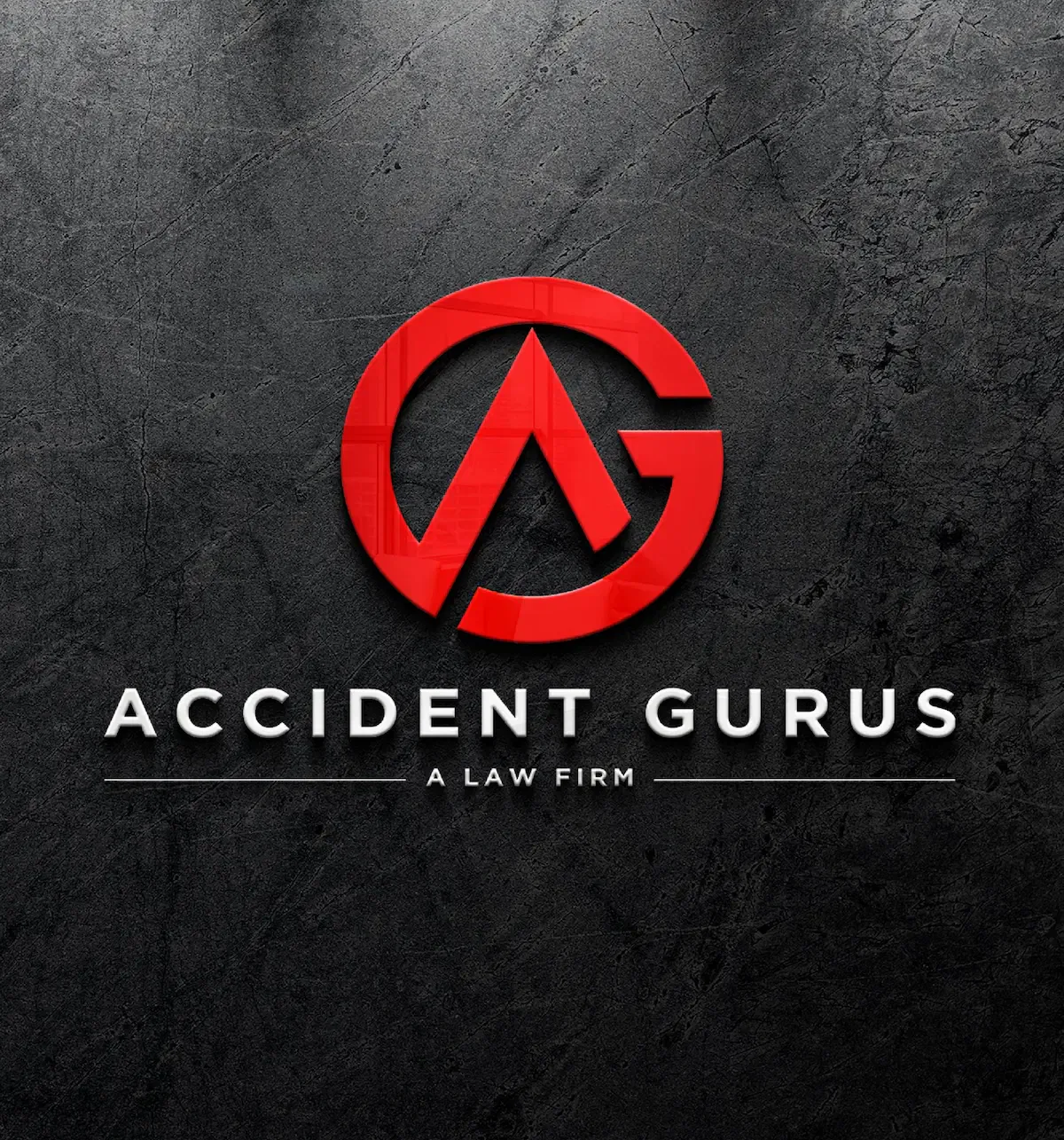 Accident Gurus logo on a textured dark background with a bold red emblem.