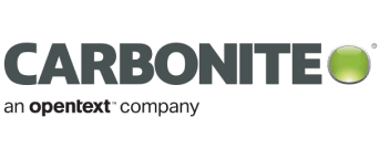 Carbonite logo featuring a green dot, symbolizing data protection and security.