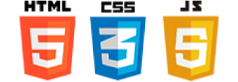 HTML, CSS, and JavaScript logos in vibrant shields