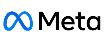 Meta logo featuring a blue infinity symbol next to the word Meta in black.