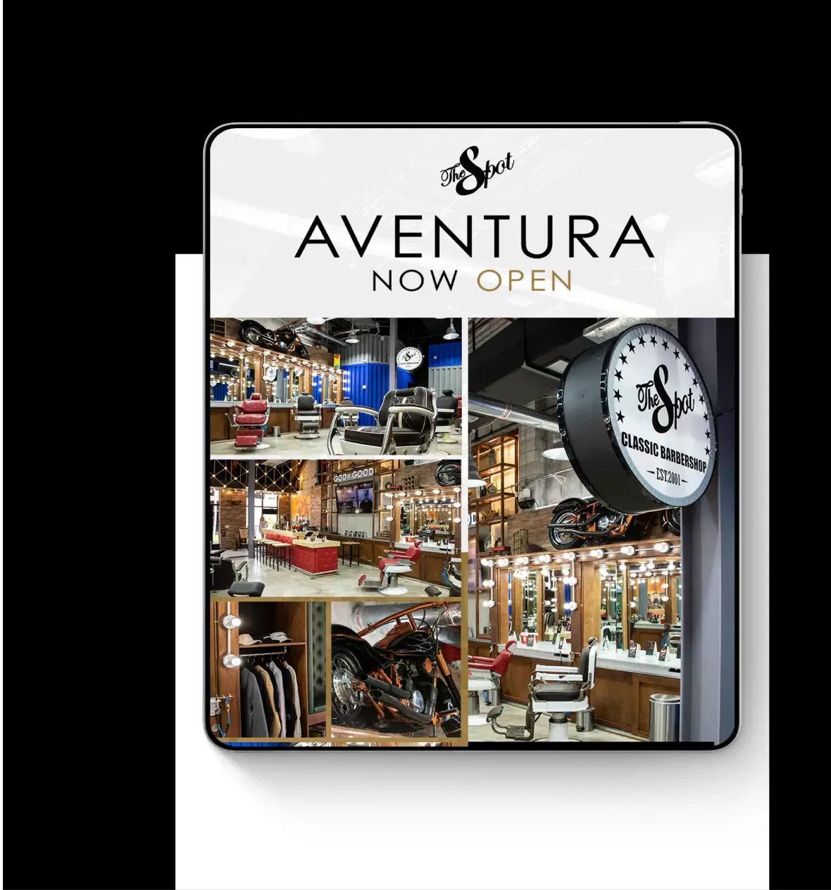 Sleek barbershop interior with vintage decor and modern amenities, showcasing stylish grooming stations.