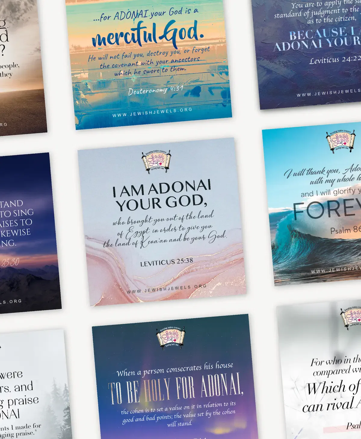 Inspirational religious quotes with a serene pastel background, featuring biblical verses.