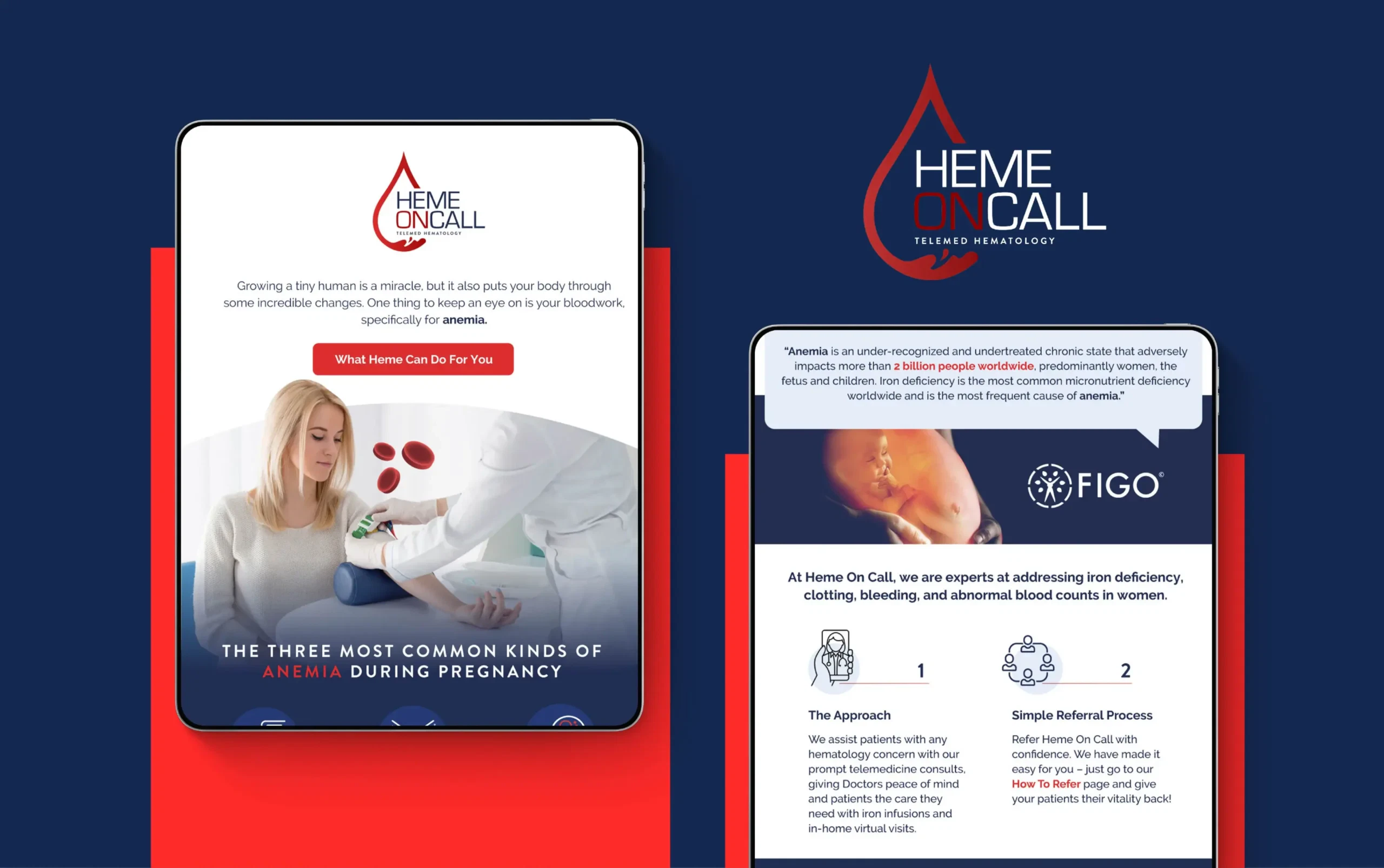 Healthcare app interface displaying information on anemia in pregnancy.