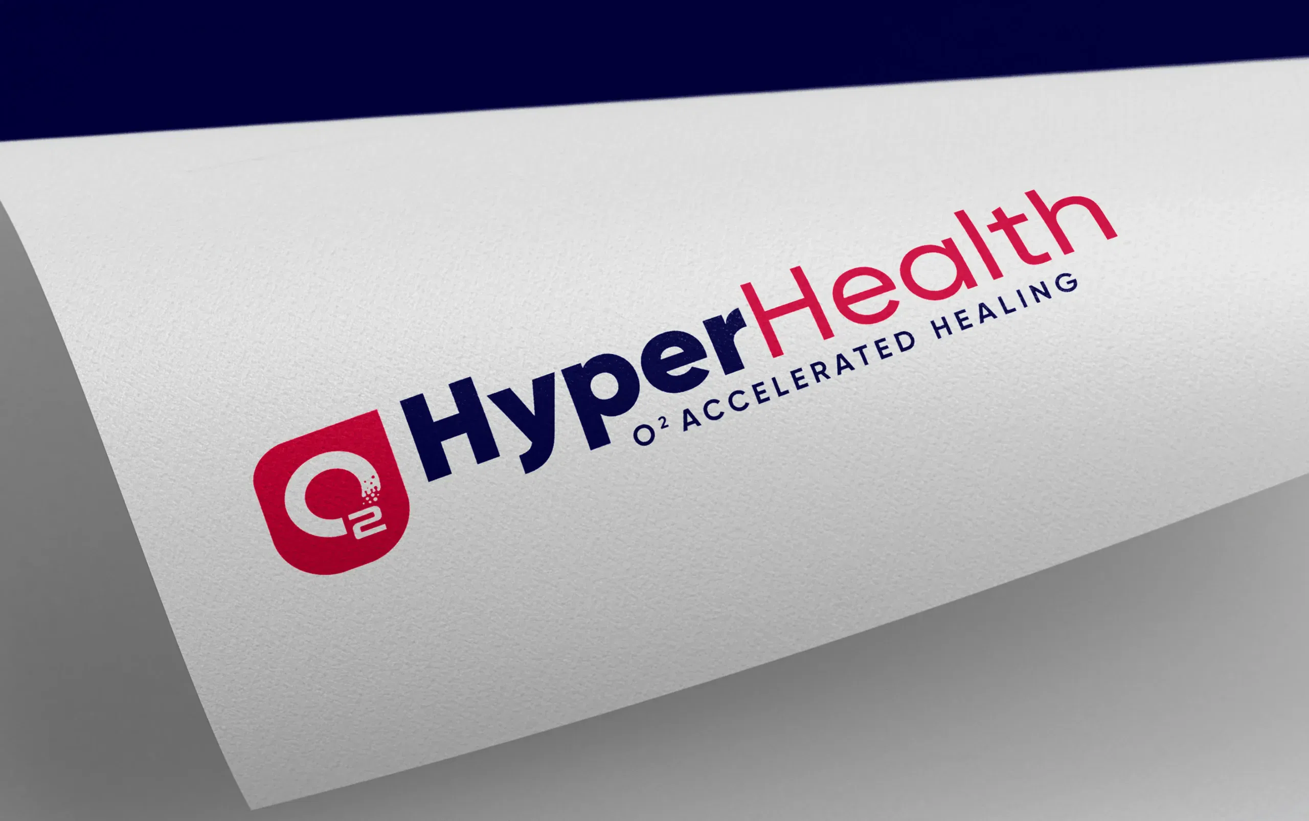 HyperHealth logo on a white curved surface emphasizing accelerated healing technology.