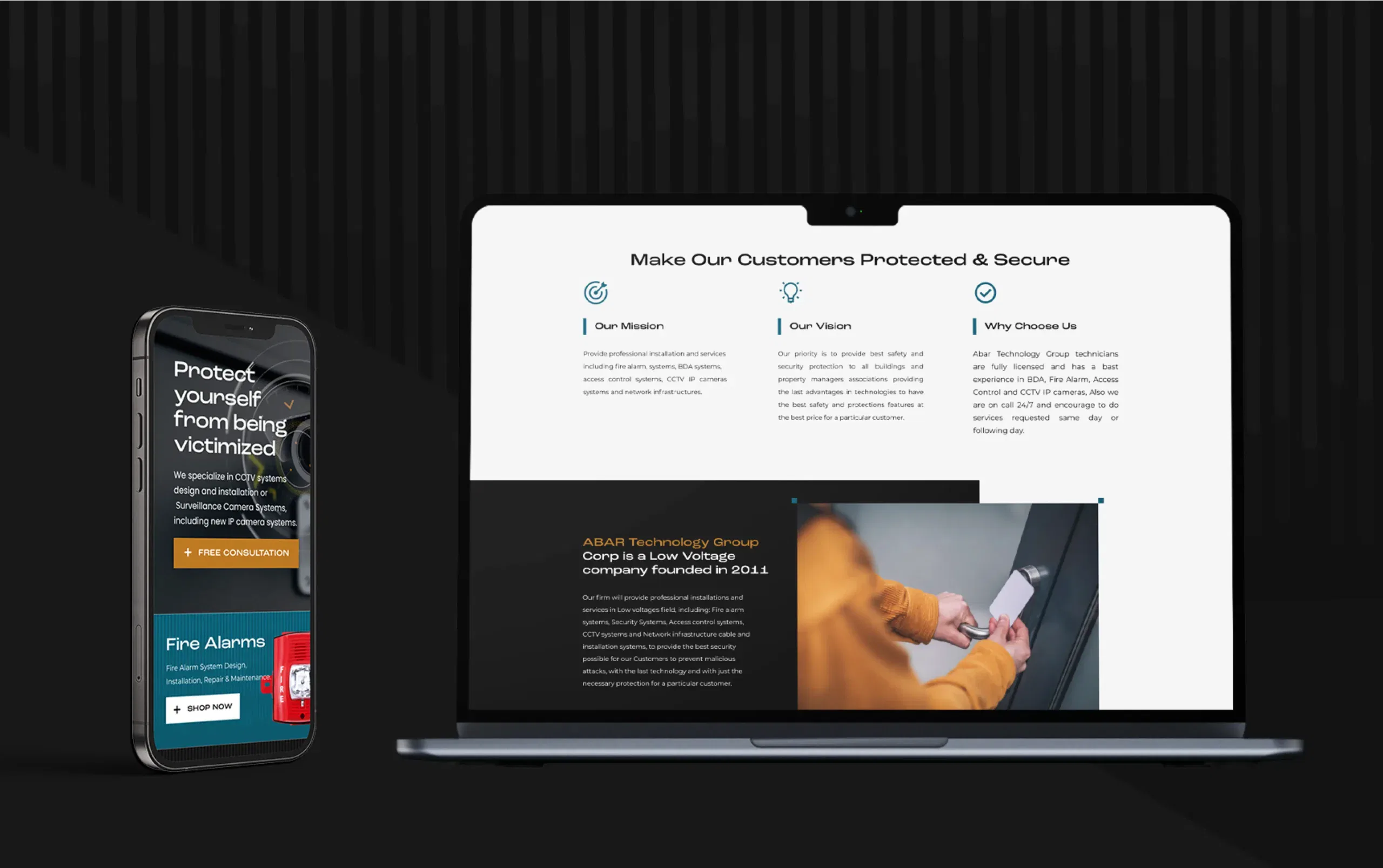 Laptop and smartphone showcasing cybersecurity software interface on screens.