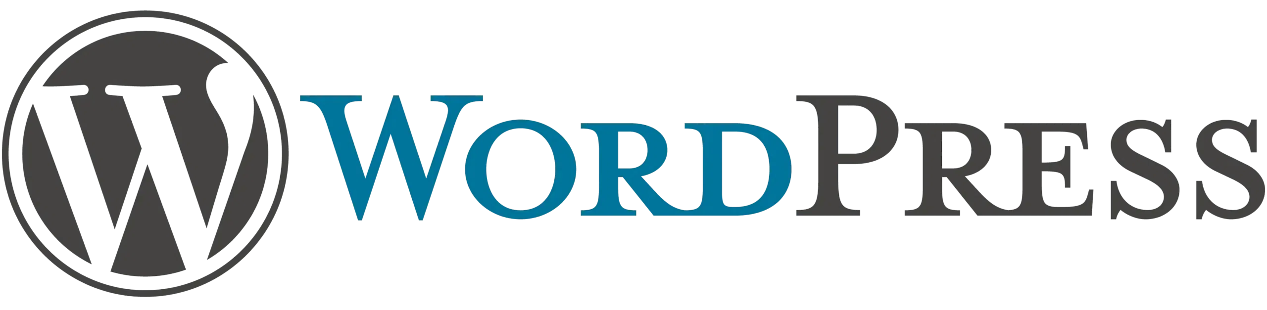 WordPress logo featuring the iconic blue and black design.