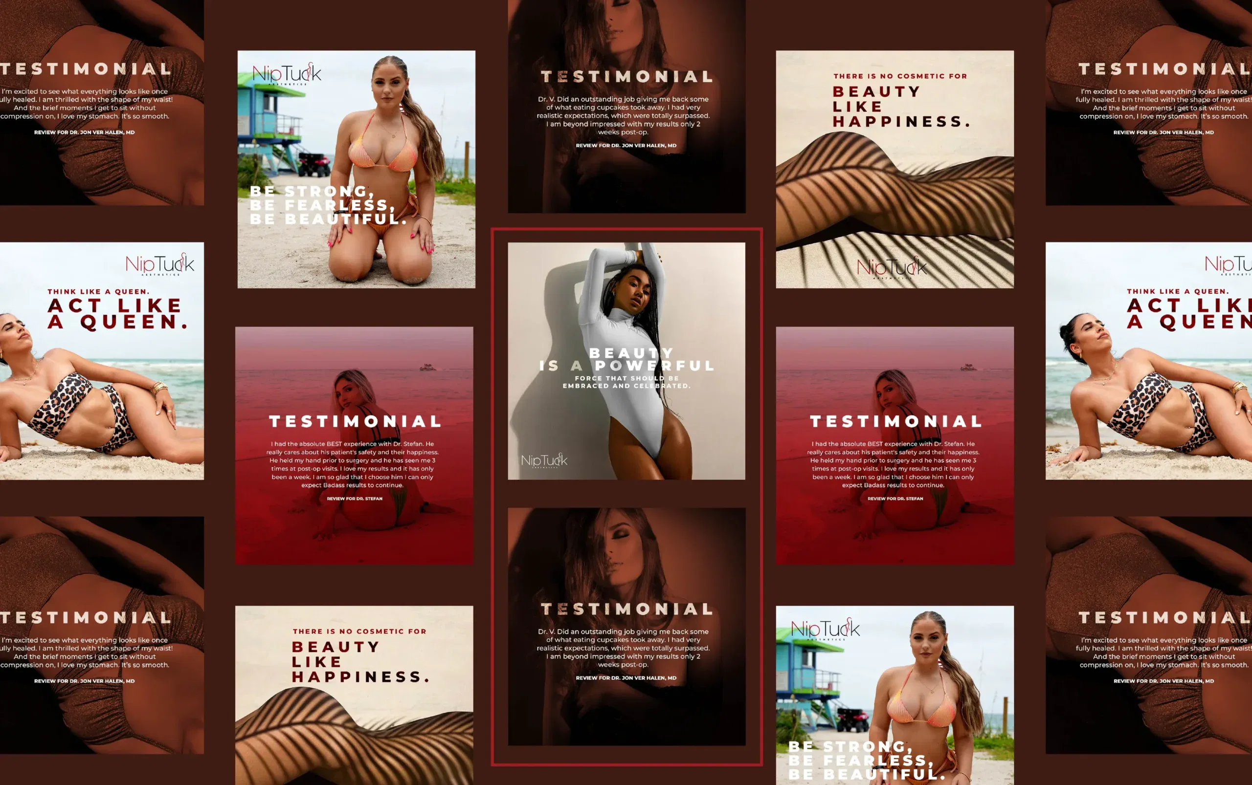 Collage of diverse women in stylish outfits with testimonials and empowering messages.