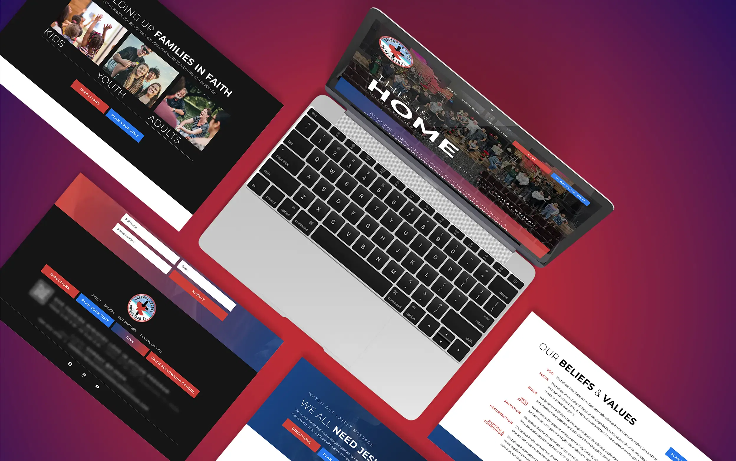 Dynamic computer screen displaying an engaging website layout with vibrant colors and sleek design elements.