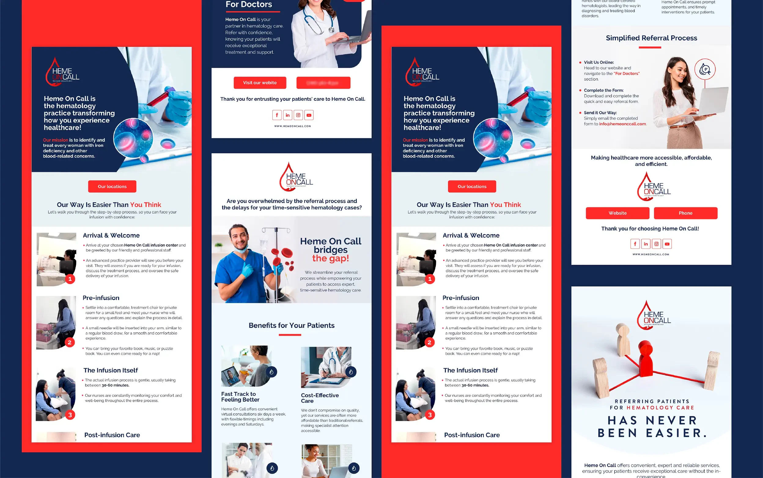 Healthcare marketing brochure showcasing service details and contact information.