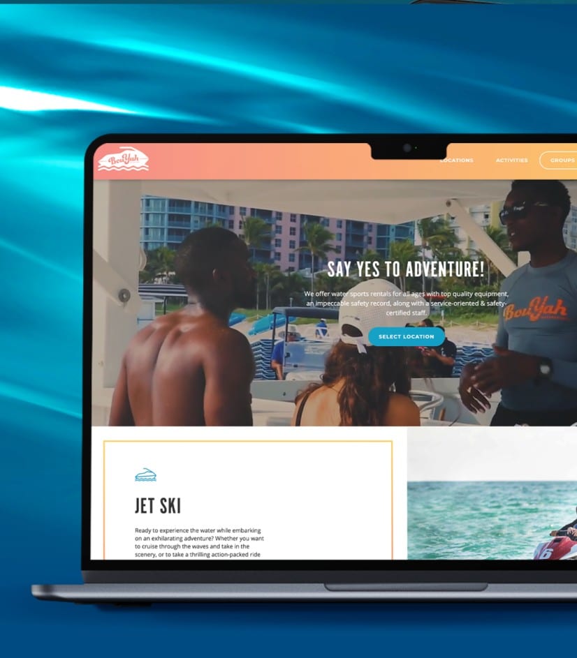 Friends booking jet ski adventure online